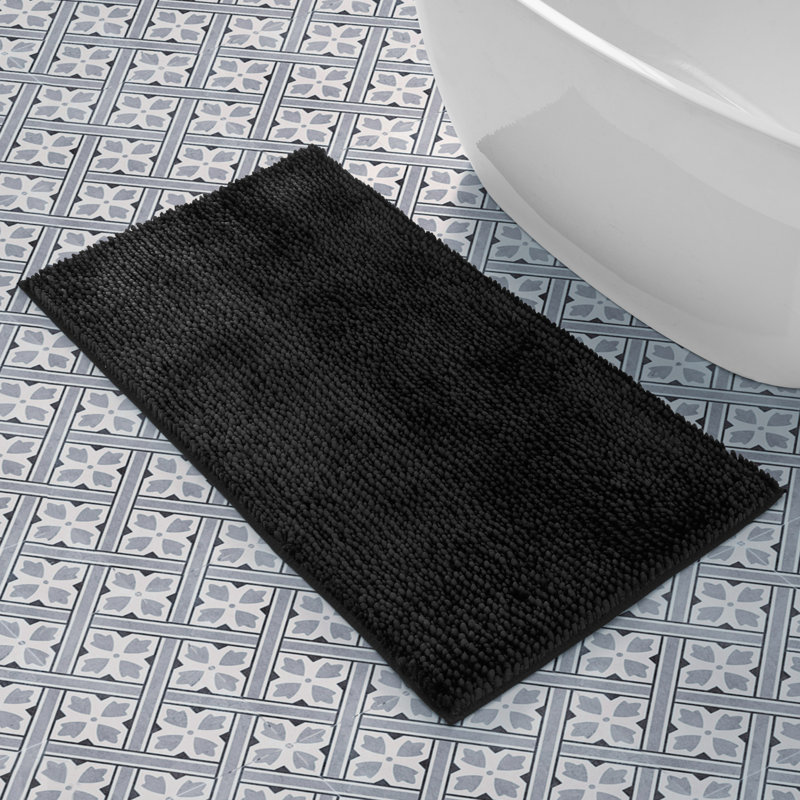 Laura Ashley Butter Chenille Bath Rug, 27" W x 45" L, Black