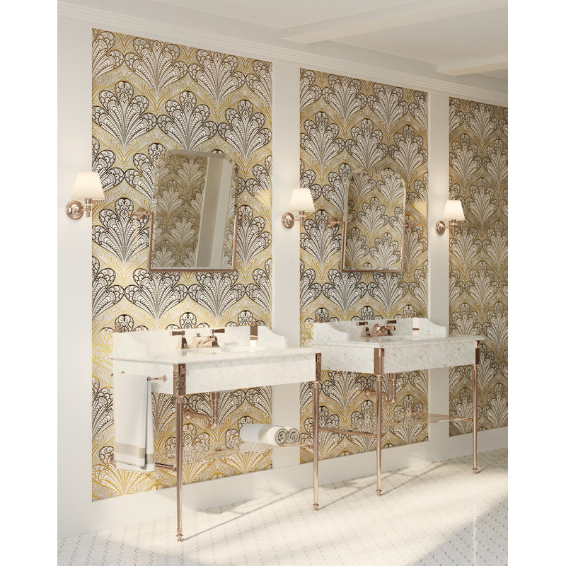 Madison Rectangular Console Bathroom Sink with Overflow, White/Light Gold