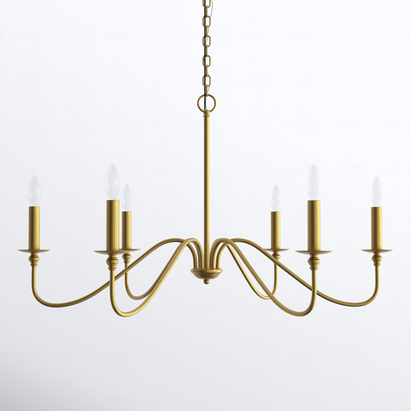 Ableton Iron 6-Light Chandelier, Brass, 22" H x 42" W x 42" D
