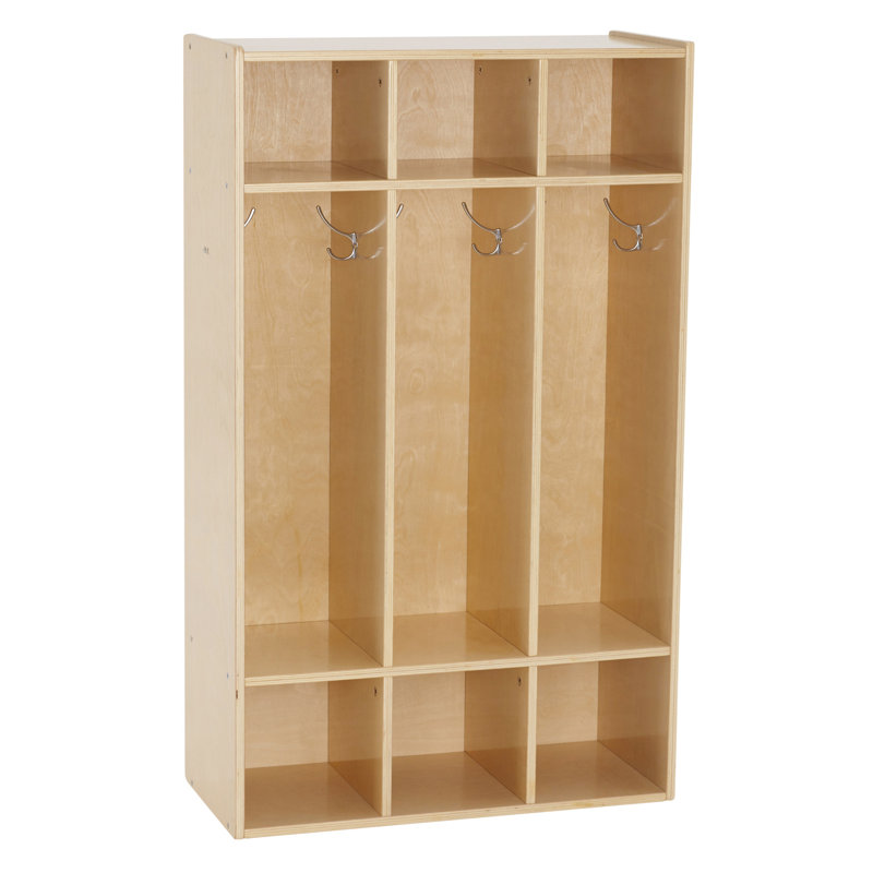 Natural Birch 48" 3-Section Coat Locker with Cubbies