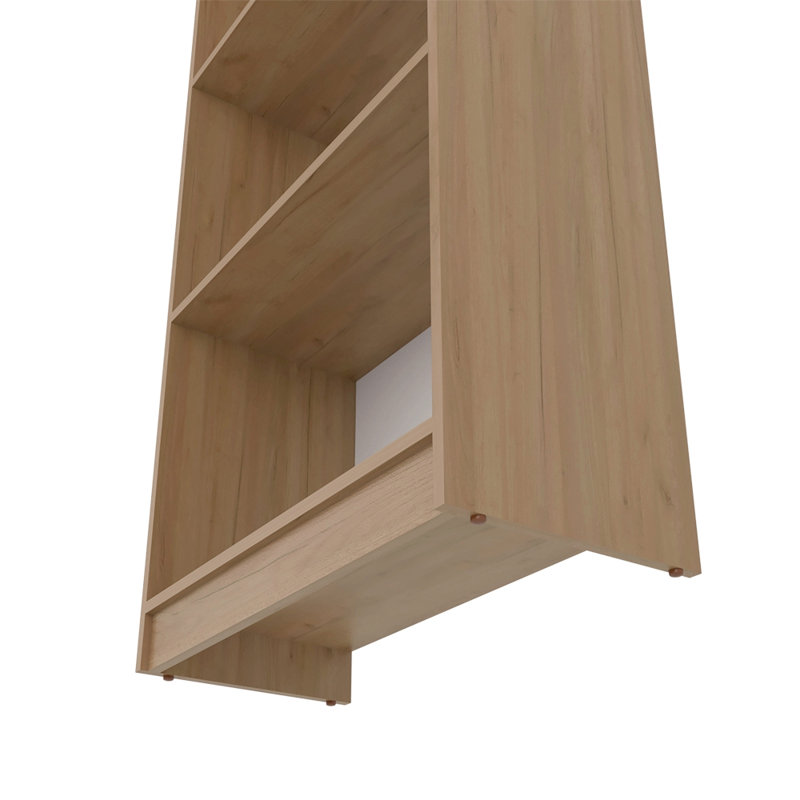 Bibliothèque, 5 tablettes, Macadamia / bois manufacturé blanc