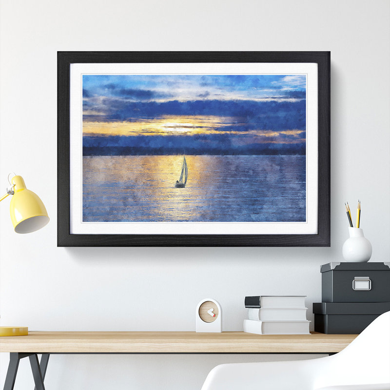 Sailing Boat Vol.1 - Picture Frame Graphic Art, 36cm H x 48cm W x 2cm D, Black Framed