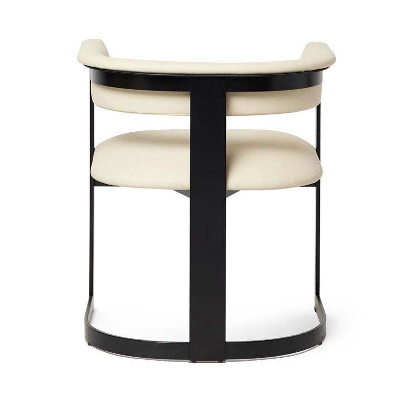 Darcy Leather Arm Chair, Buff Cream, Matte Black