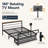 Full Size Metal Gaming Bed Frame with Rotating TV Mount, Open Storage Shelf, Built-In Charging Station, No Box Spring Needed