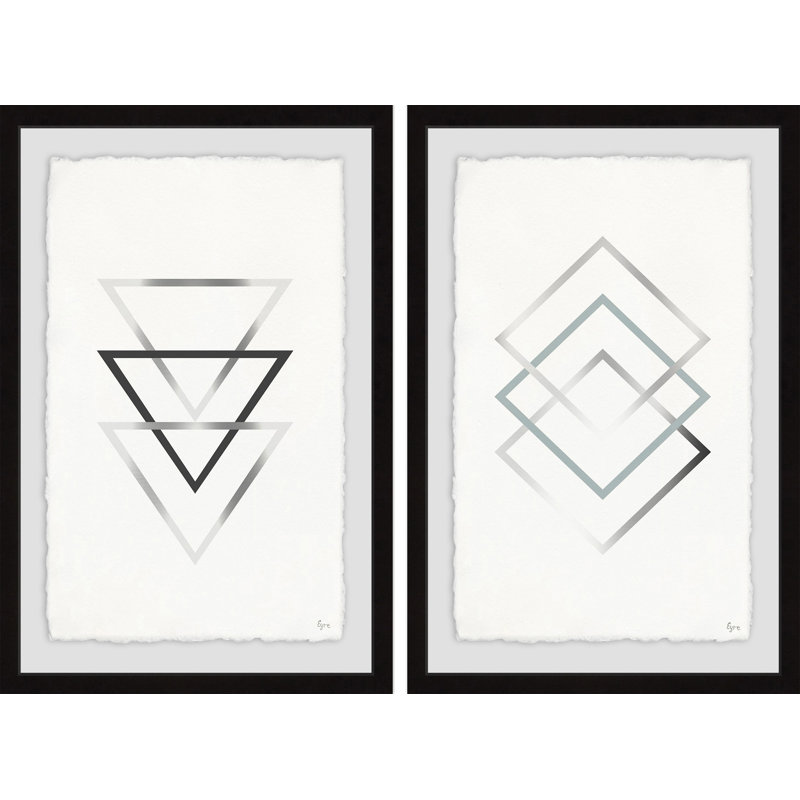 «Three contre Three Diptych» par Eyre Tarney - ensemble de 2 reproductions d'art encadrées, H 24 po x l 16 po x L 1,5 po