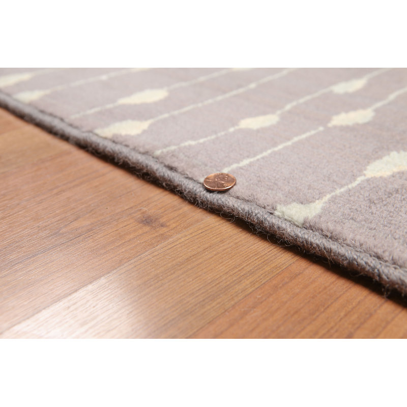 Tapis unique en laine noué à la main gris de 6 pi x 9 pi Natacia