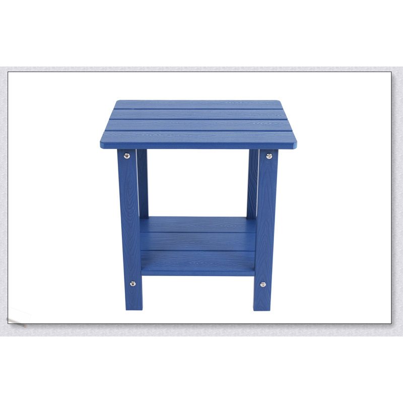 Table d'appoint en bois imitation bois avec petit plateau, pour les pique-niques et les patios extérieurs, durable et élégant.