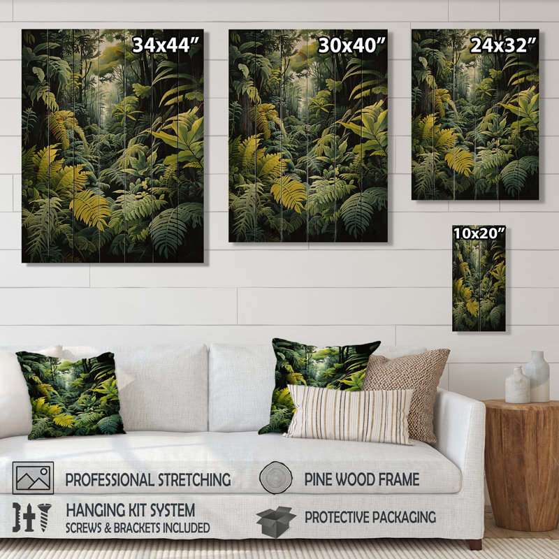 Fougère fougère I sur bois, H 20 po x l 10 po x P 0,78 po