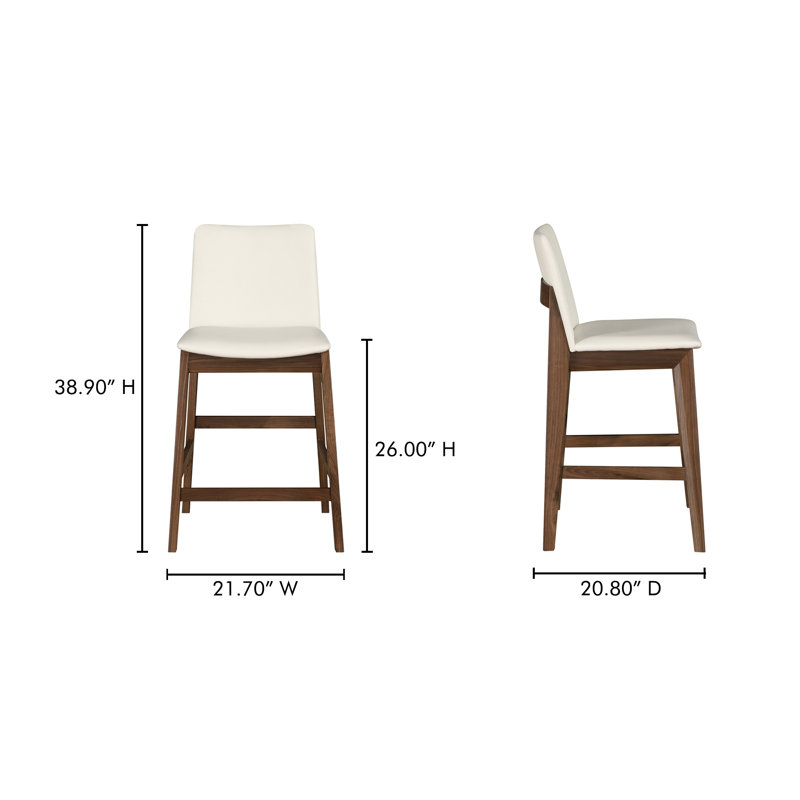 Deco Counter Stool White PVC, Walnut, Counter Stool (26” Seat Height)