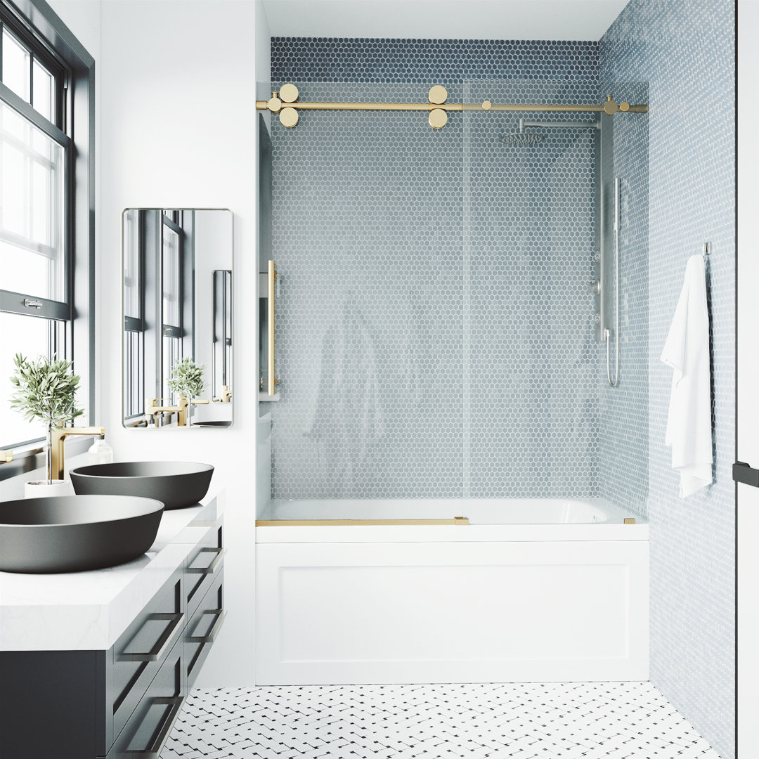 Elan 56-60" W x 66" H Sliding Frameless Tub Door with 3/8" Clear Glass VIGO 