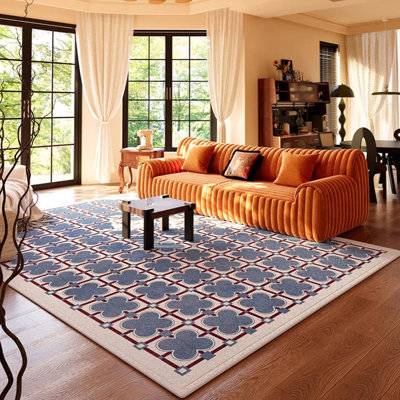 Tapis imperméable 98,43 po style rétro bleu américain