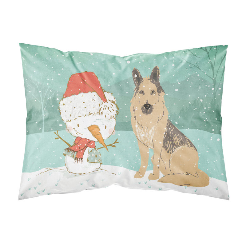 Taie d’oreiller de noël bonhomme de neige, Berger allemand