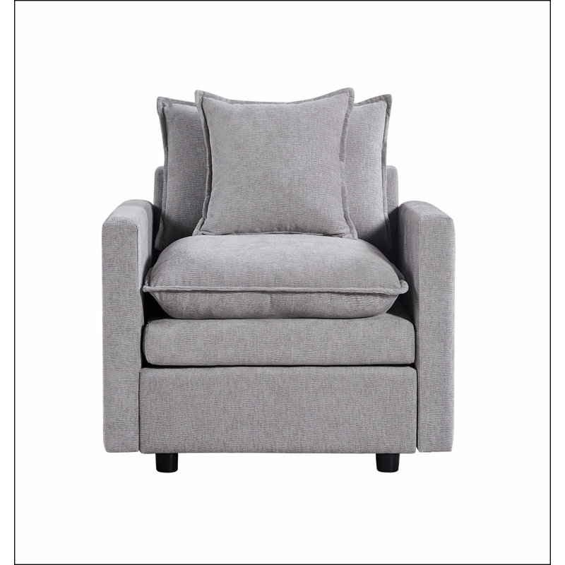 Canapé-lit en tissu d'ameublement Chenille, Gris