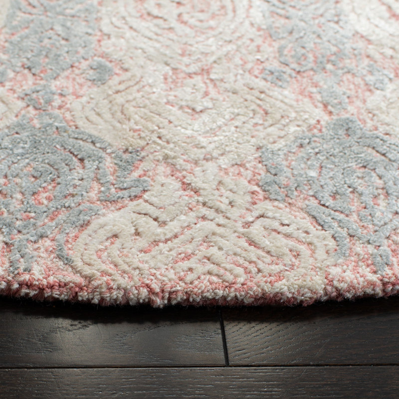 Samaniego Hand Tufted Viscose/Wool Rug in Light Pink/Ivory, Rectangle 4' x 6'