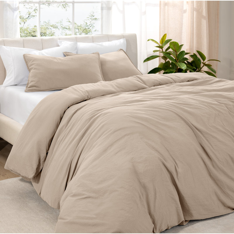 Washed Microfiber Duvet Cover Set, Pebble Beach, Full Duvet Cover + 2 Standard Shams