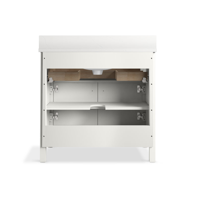 Meuble-lavabo avec lavabo et plateau en quartz Malin By Studio McGee, Blanc, Nickel poli, 36"