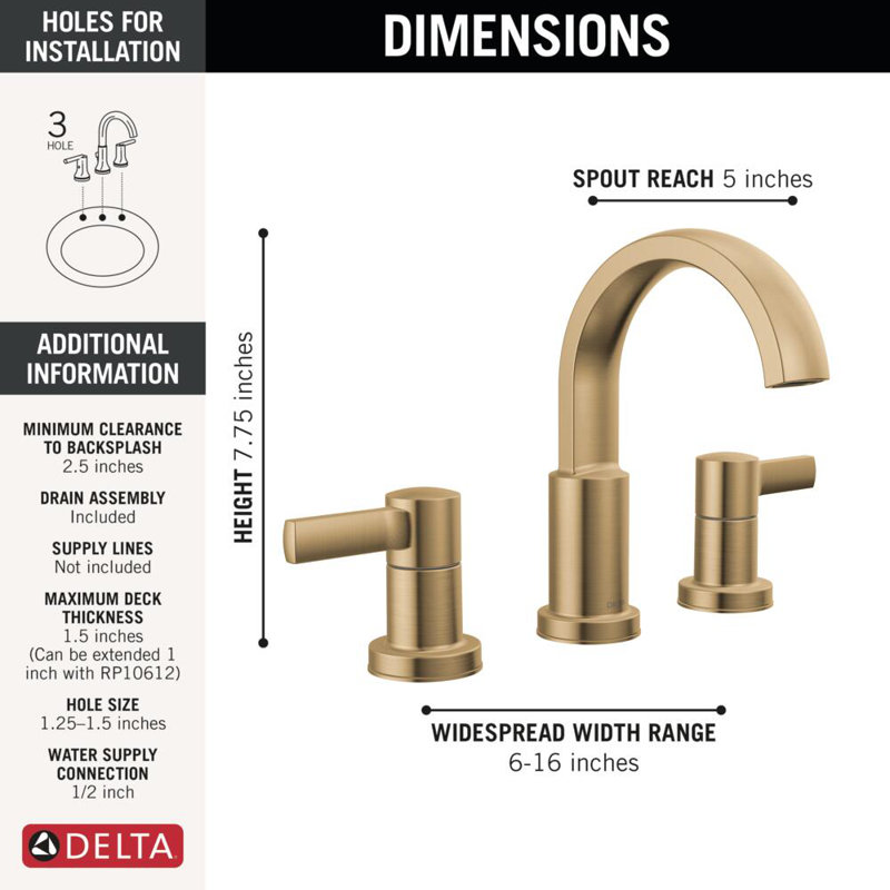 Albion Widespread Bathroom Faucet 3 Hole, 2-handle Bathroom Sink Faucet with Drain Assembly, Champagne Bronze