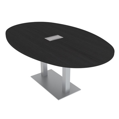 Table de réunion ovale avec module d'alimentation et de données pour 6 personnes