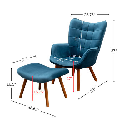 Battistina Velvet Armchair with Ottoman
