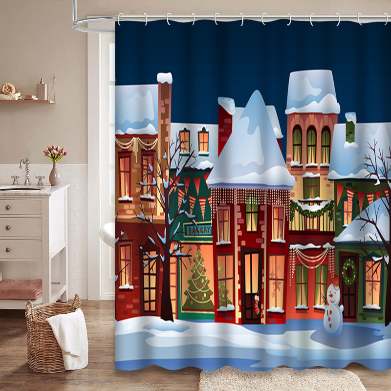 Rideau de douche Winter Christmas, L 72 po x l 84 po