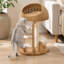 Arbre à chat compact en bois avec lit panier tressé, poteau à griffer en sisal, échelle d'escalade et boule à gratter