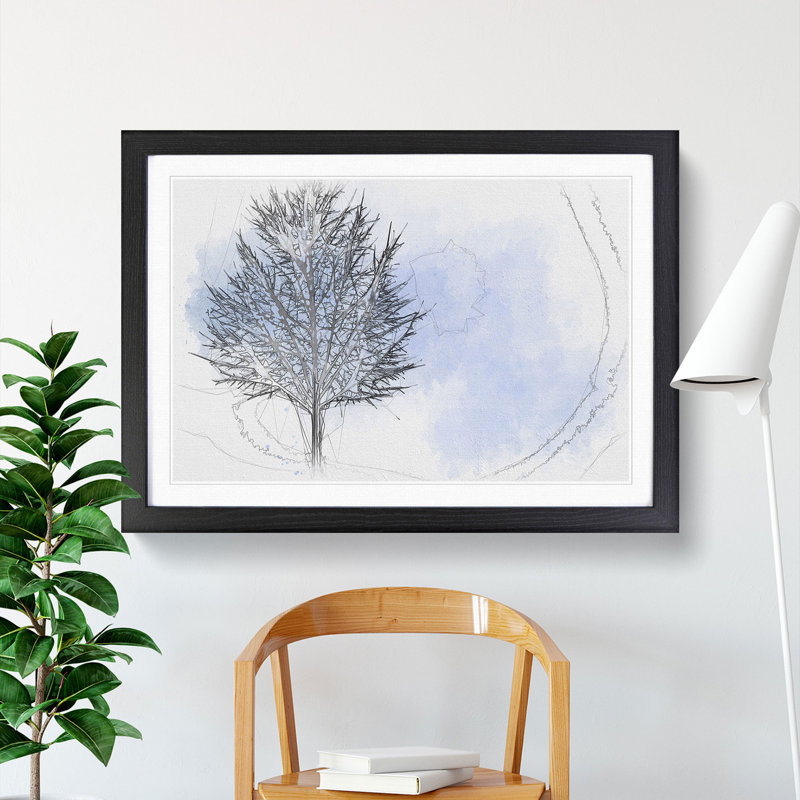 Tree in the Winter Vol.1 - Picture Frame Graphic Art, 36cm H x 48cm W x 2cm D, Black