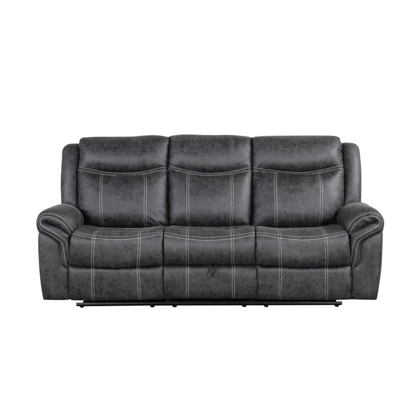 Canapé en microfibre gris foncé Power Motion avec table rabattable