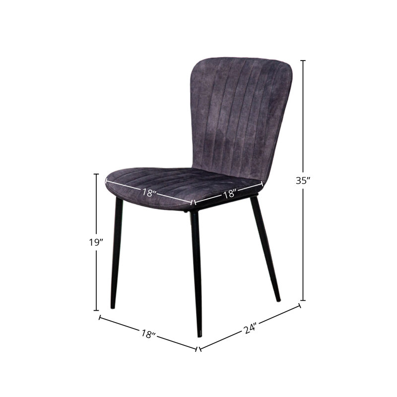 Chaise d'appoint rembourrée en velours (ensemble de 2), gris