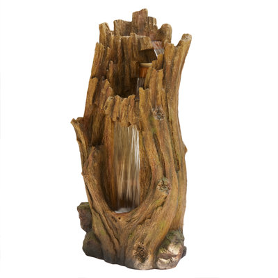 Fontaine tronc d'arbre à trois niveaux avec lumières DEL