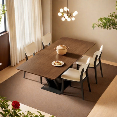 Solid wood carbon steel dining table set