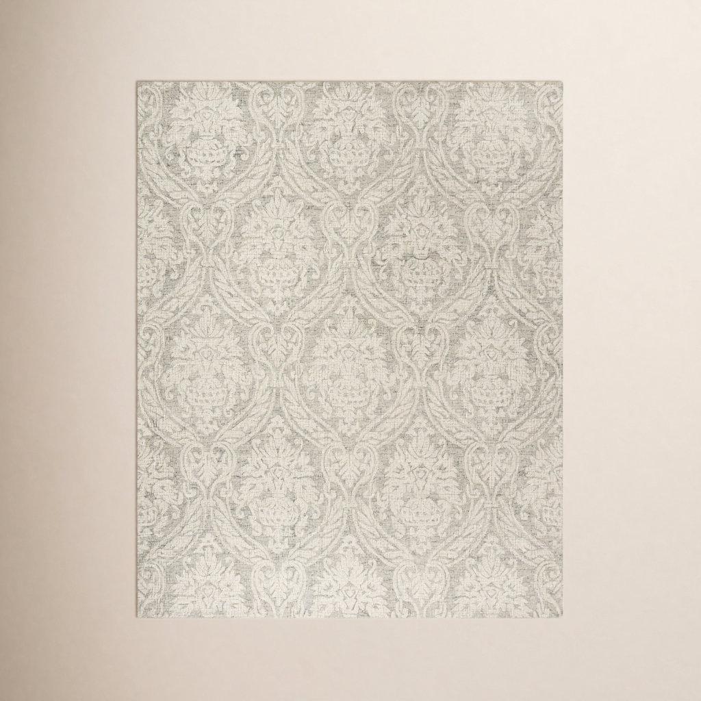 Rosemarie Gray Ivory Hand-Tufted Wool Rug, Rectangle 8' x 10'