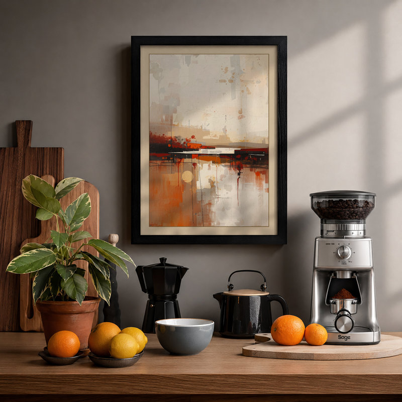 Abstract Horizon Minimalist - Framed Print, Black, A3 - 42.0 x 29.7 cm