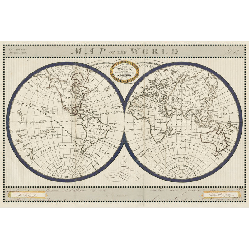 Carte du monde avec l'indigo Torkington, H 24 po x l 36 po x P 1,25 po