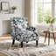 Chaise d'appoint rembourrée avec pieds en bois massif, lin papillon de style rétro et garniture cloutée pour le salon