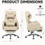 Fauteuil de bureau beige avec repose-pieds confortable en cuir résistant à l'eau et à la rotation-121074258
