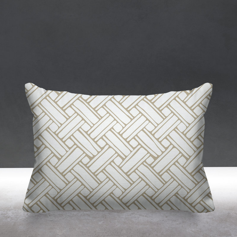  Karter Herringbone Outdoor Rectangular Pillow Cover & Insert, White Beige