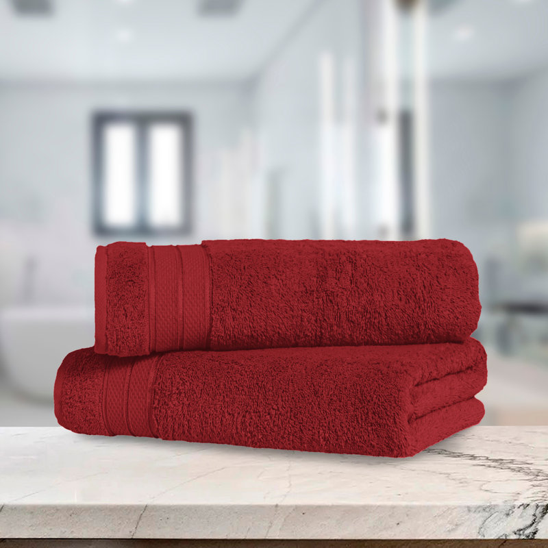 Elegant Comfort Three Line Popcorn Towel Set For Bathroom 27 X 54 Inches, Premium Hotel Quality 2-Pack Bath Towels, 100% Turkish Cotton, Soft And Durable, Quick Dry And Highly Absorbent
