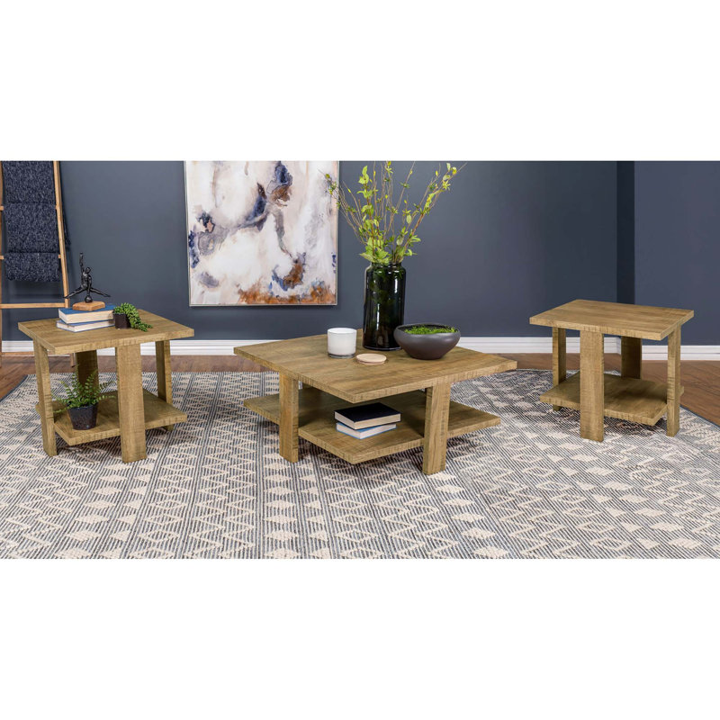Ensemble de 3 tables basses et tables de bout avec charme rustique et rangement fonctionnel