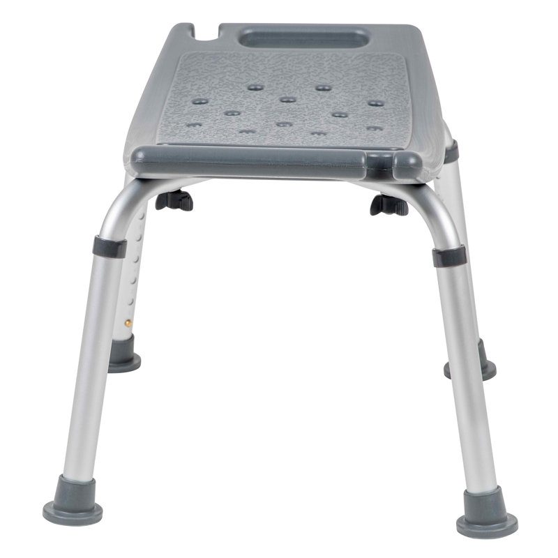 Adjustable Gray Bath & Shower Chair with Non-Slip, Tool-Free Assembly
