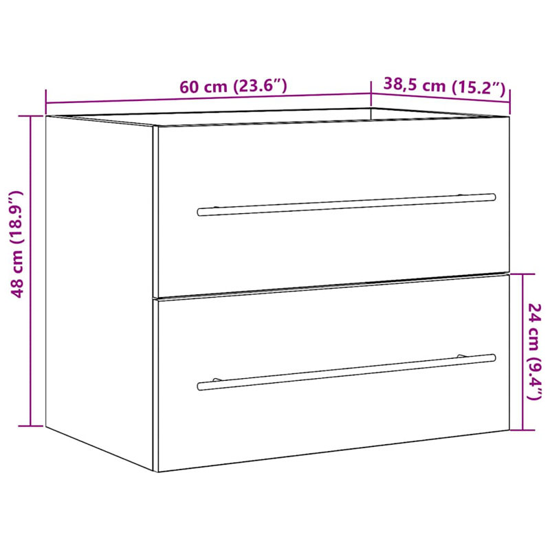 60cm Single Bathroom Vanity Base Only, Old Wood