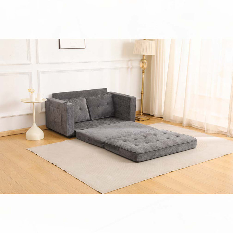Convertible Futon Couch Sleeper Sofabed, Dark Gray