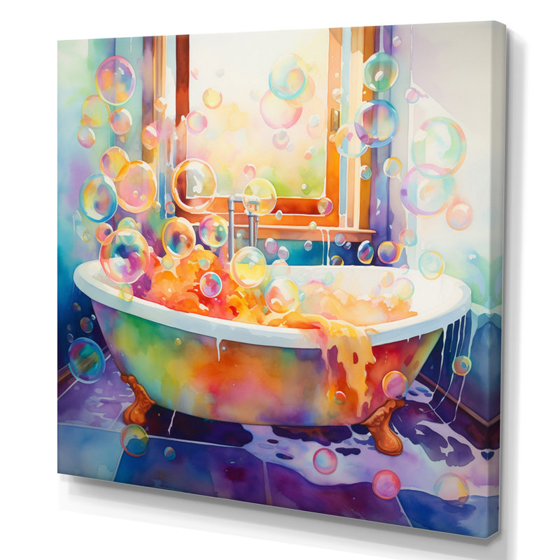 Bath Impressionist Bubbles - Laundry Large Wall Art, 24" H x 24" W x 1" D, Wrapped Canvas