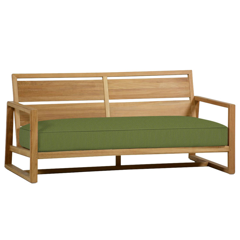 Avondale Teak Loveseat - Natural Teak, Welt, Natural Teak, Linen Forest
