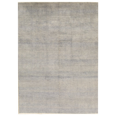 Hand-Knotted High-Quality Silver and Teal Area Rug