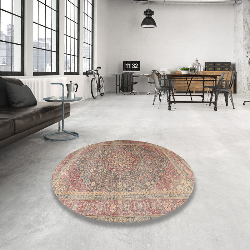 Tapis oriental rouge / vert / noir, Rond 3 pi