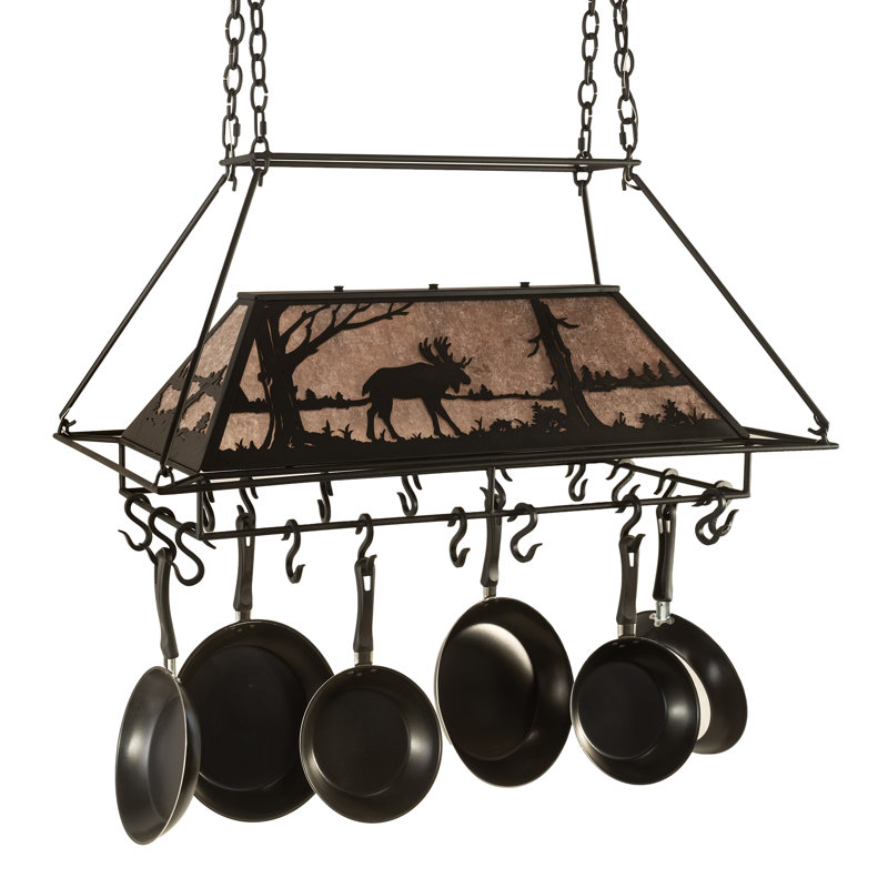 Moose at Lake Handcrafted Hanging Pot Rack