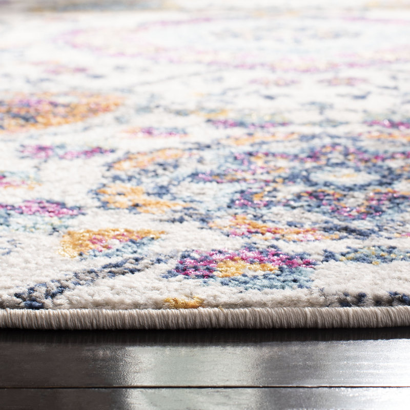 Felty Paisley Area Rug, Round 8', Cream/Multi