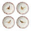 Ensemble de 4 bols à soupe Pheasant Grove 8in 26oz - Assortiment de conceptions de faisan Naturalist sur grès ivoire avec bordure botanique festonnée bourgogne