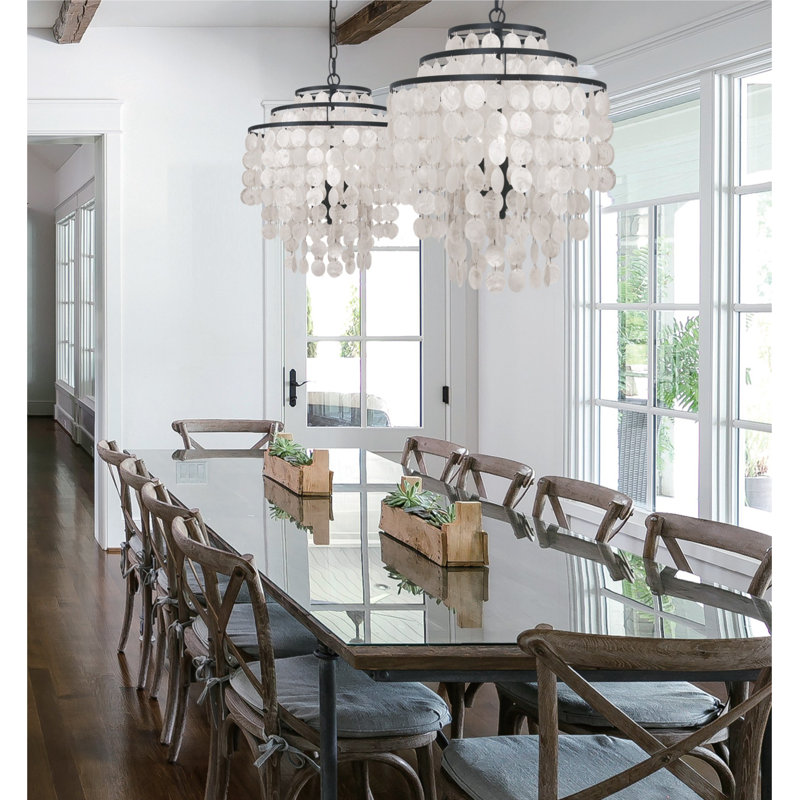 Brielle Capiz Shell 4 Light Bronze Chandelier
