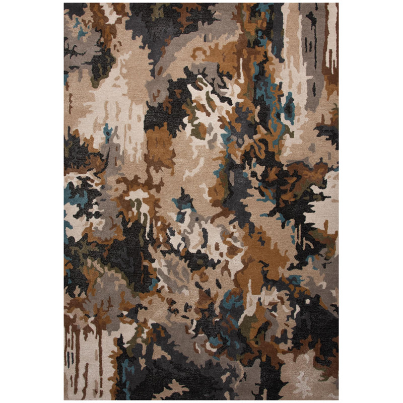 Tapis en laine avec tencel, Rectangle 7 pi 9 po x 9 pi 9 po